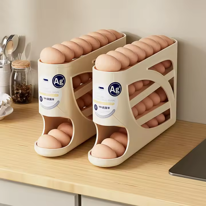 Organizador De Huevos Automático Dispensador De Huevos Para Nevera Rack De Almacenamiento De Plástico Para Encimera De Cocina Y Organizador De Puerta De Nevera - 1
