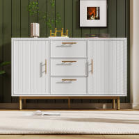 Cómoda Con 2 Puertas Y 3 Cajones, Cómoda con Puertas Blancias, Estantes Ajustables para Sala de estar Dormitorio, Blanco H75/W120/D40 cm - details 0