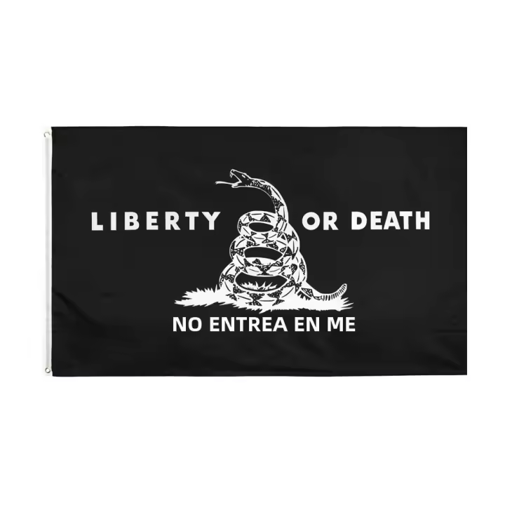 Bandeera De Liberty O Muerte 90X150cm Negra Con Serpiente De Rattle No Tread on Me Para Fiesta De Té Decoración De Hogar Material Poliéster - 1