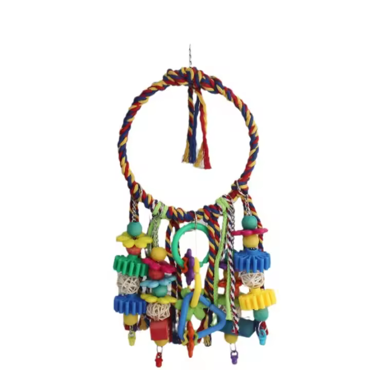 Juguetes Para Pájaros Colgantes De Anillos Y Swing Con Cordones De Madera Y Plástico Para Periquitos Juguete Mordedor De Madera Y Plástico Para Pájaros - 1