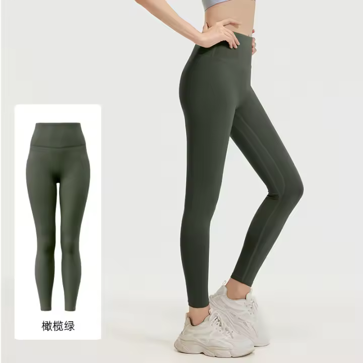 Pantalones deportivos de fitness, pantalones de color melocotón para correr, levantamiento de cadera, cintura alta, ajustados, elásticos, pantalones de yoga para mujer - 1