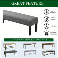 Cubierta De Banqueta Para Comedor Resistente Al Agua Textura De Hoja Tejida Elástica En Spandex Lavable Suave Y Desmontable - details 5