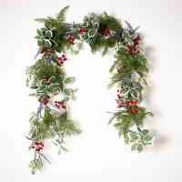 Guirnalda De Navidad Artificial De 180 Cm Con Hojas De Pino Falsas Y Bayas Rojas Decoración Para Casa Y Fiestas De Año Nuevo Planta Artificial De Vínculo Verde - details 2