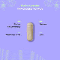 Biotina 10000mgc Complex - Para Cabello Piel Uñas con Vitaminas D E Zinc Selenio - Para Mujer y Hombre -  120 Cápsulas Vegetarianas Biotin Nutralie - details 2