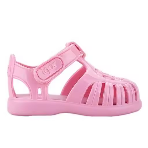 Sandalias niña de la marca Igor modelo Tobby Gloss color rosa cangrejeras Igor made in Spain para playa y piscina muy comodas con cierre de tira adherente - 1