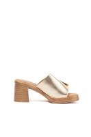 Paloma Wang sandalias mules dorados tacón medio detalle de hebilla - details 9