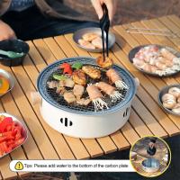 Estufa De Barbacoa Redonda Portátil De 28cm Con Asador De Malla De Acero Inoxidable Y Olla Antidesbordamiento Para Camping Y Uso Doméstico - details 4