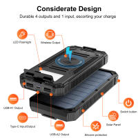 Banco de Energía Solar, Cargador inalámbrico portátil de 20 000 mAh with Entrada/Salida USB C para teléfonos portátiles, badería externa con dos linternas para acampar. - details 3