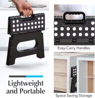 Taburete Plegable Multiuso de PVC ,Silla Portátil para Adultos y Niños ,de hasta 150 kg, ideal Casa ,Viaje ,Camping, Senderismo color Negro - details 1