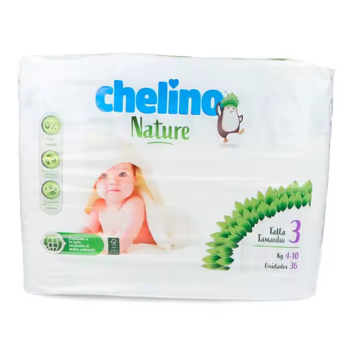 Pañal Desechable Chelino Nature T 3 B36 - Absorción Duradera - 1