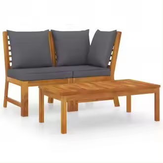 VIDAXL conjunto de muebles de exterior de mesa de centro y sofá de 2 plazas con cojines gris oscuro vida xl - 1