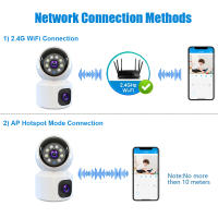 Cámara HD Mini Wifi Doble Lente 8MP V380 pro PTZ Monitoreo De Bebé Interior Visión Nocturna Inteligente CCTV Seguridad IP - details 2