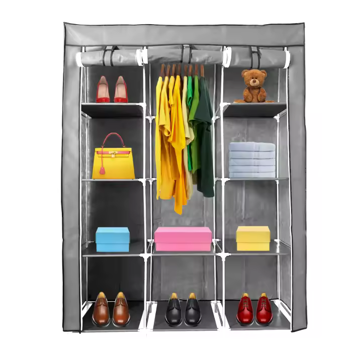 Armario Vestidor de Tela Nyana Home 170x130x45cm, 2 puertas, 9 huecos, 1 ropero - 1