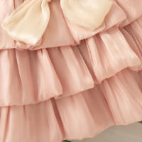 Vestido De Verano Para Bebé Niña Con Lazo Y Diseño De Multicapa Vestido Casual Princesa Con Cuello Halter Sin Mangas Largo De Pierna Poliéster Talla True Fit - details 11