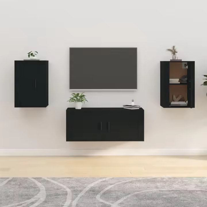 vidaXL Muebles para TV de pared 2 uds negro 40x34,5x60 cm - 1