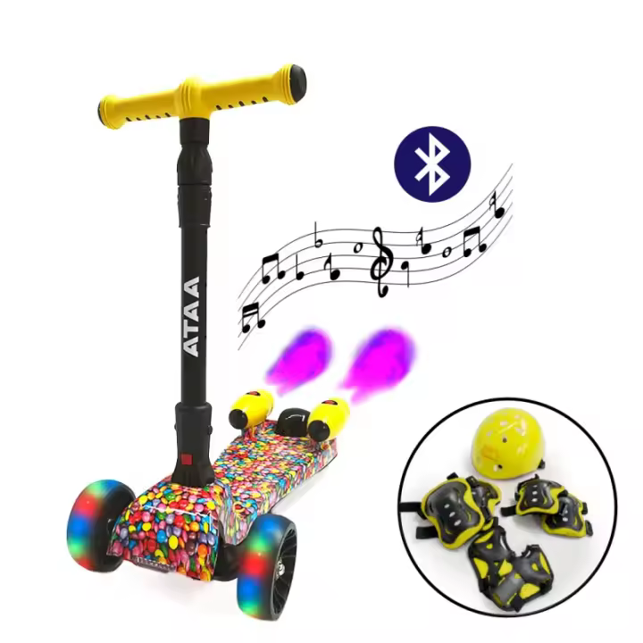 Patinete Shuttle PREMIUM para niños con humo, patinete infantil de 3 ruedas con luces led en las ruedas, humo, altavoz y bluetooth para escuchar música, el manillar es regulable en altura para adaptarse al crecimiento del niño. - 1