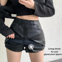 Shorts De Cuero PU Para Mujer Cintura Alta Moda Verano Pantalones Cortos De Encaje Con Bolsillos Comodidad A-Line Longitud De Rodilla - details 10