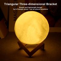 Lámpara De Noche Lunar LED Con Base Y Batería Decoración Para Dormitorio Regalo Para Niños Luz Estelar Para Habitación - details 6