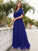 Vestido De Novia Sastre Unithorse Elegante Con Encaje Y Mariposa En Manga Chiffon Para Damas De Honor V-Neck Largo Al Piso - details 69