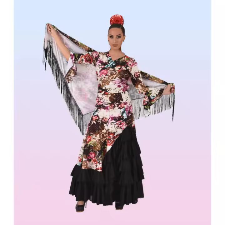 Conjunto flamenco con dos piezas con mantón anuka - 1