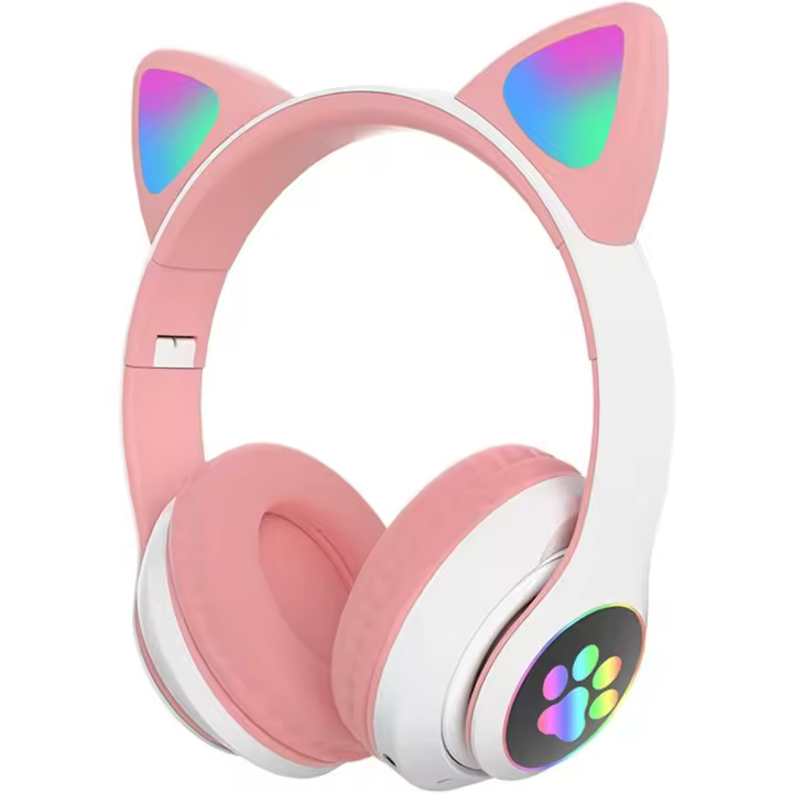 BIT Auriculares inalámstricos Bluetooth para niños, adolescentes y Adultos, auriculares Bluetooth con Micrófono, auriculares con orejas de Gato para niñas y Mujeres - 1