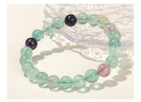 Pulsera De Cristal Natural Multicolor Fluorita JD Pulsera De Bolas Redondas Reiki Curación Pulsera Elástica Para Regalo - details 7