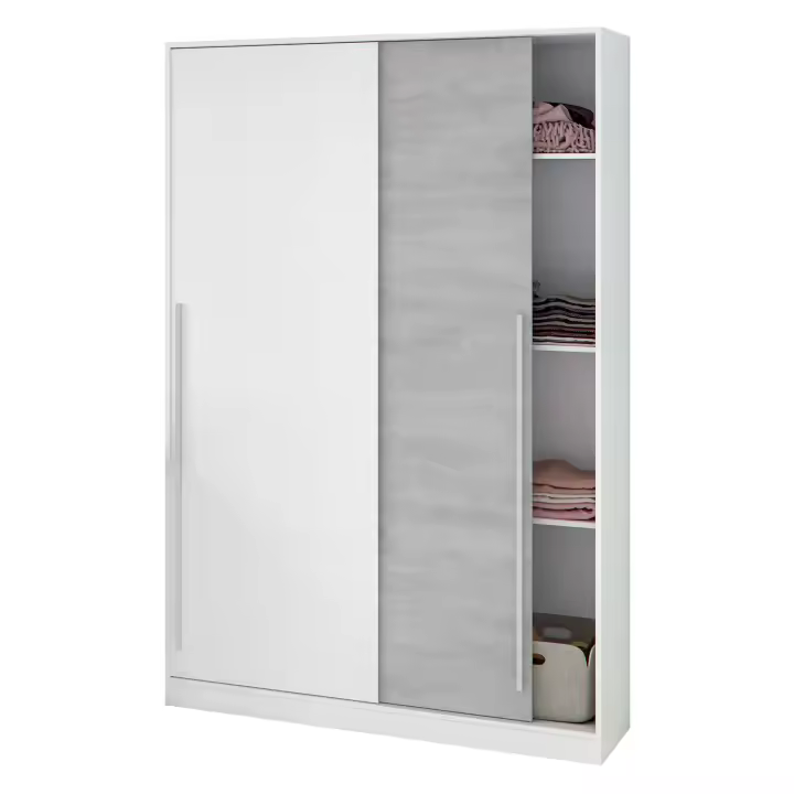 Armario dos puertas correderas en cemento y blanco artik dormitorio matrimonio diseño industrial - 1
