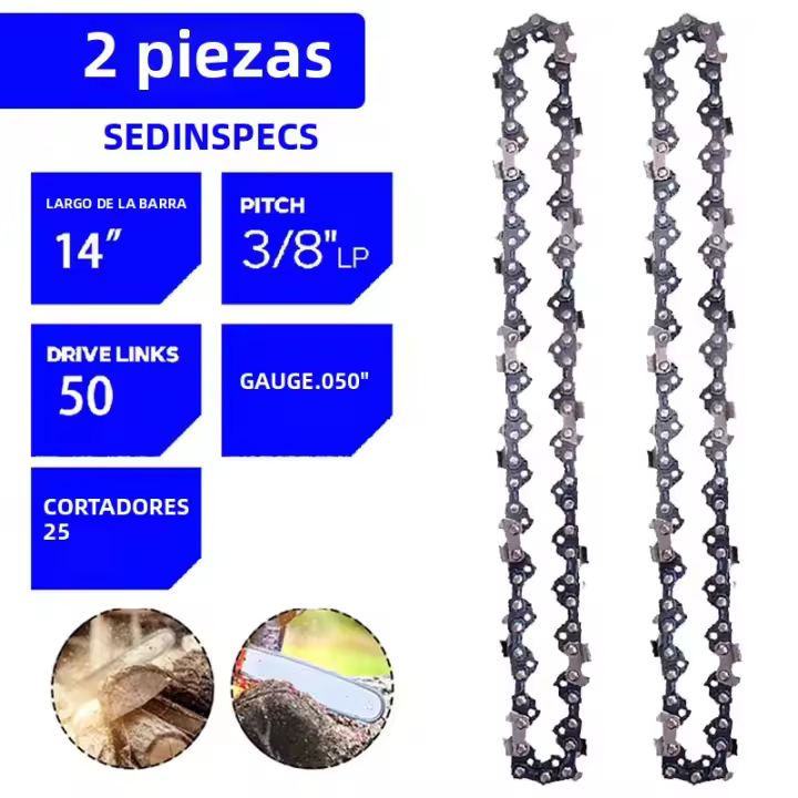 Cadena De Motosierra De Metal 14 Pulgadas 1/2/3/4/6 Piezas 3/8" Pitch 25 Cutter Cadena De Motosierra 50 DL Para Accesorios Eléctricos Cadena De Repuesto Para Motosierra - 1