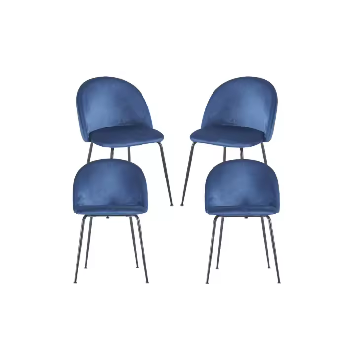 Pack 4 Sillas Black Dalnia Terciopelo - Azul - 1