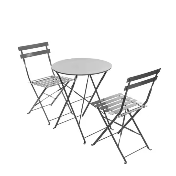 Pack Muebles Exterior Plegables Mesa Con 2 Sillas Balcón Jardín Terraza Color Gris Antracita - 1