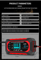 Cargador De Batería Para Coche Y Motocicleta 24V 12V 10A Dispositivo De Carga De Batería Lead-acid Con Reparación De Pulso Y Pantalla LCD Digital Inteligente - details 23