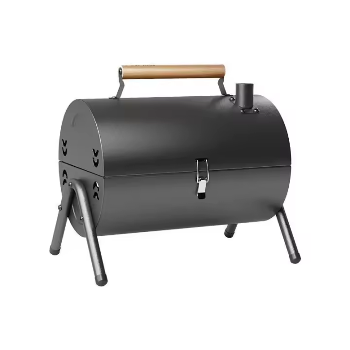 Inuitz Barbacoa portátil estilo ahumador - fabricada en hierro, resistencia a la corrosión y durabilidad, ventilaciones laterales, cuenta con 4 patas estables, tapa con cierre - 1