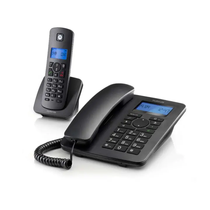 Combo Motorola CD4201: Teléfono Fijo e Inalámbrico Retroiluminado en Negro (2 Terminales) - 1