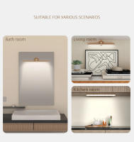Lámpara De Noche LED De Madera Con Espejo Luz Frontal Recargable Portátil Magnética Para Pared Para Dormitorio Lámpara De Borde Táctil - details 1