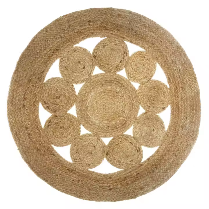 Atmosphera Alfombra Calada en Yute D80CM | D. 80 X H. 0,5 Cm - Encanto Exótico - 1