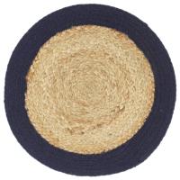 vidaXL Mantel individual redondo 4 uds yute algodón natural azul 38 cm - details 1