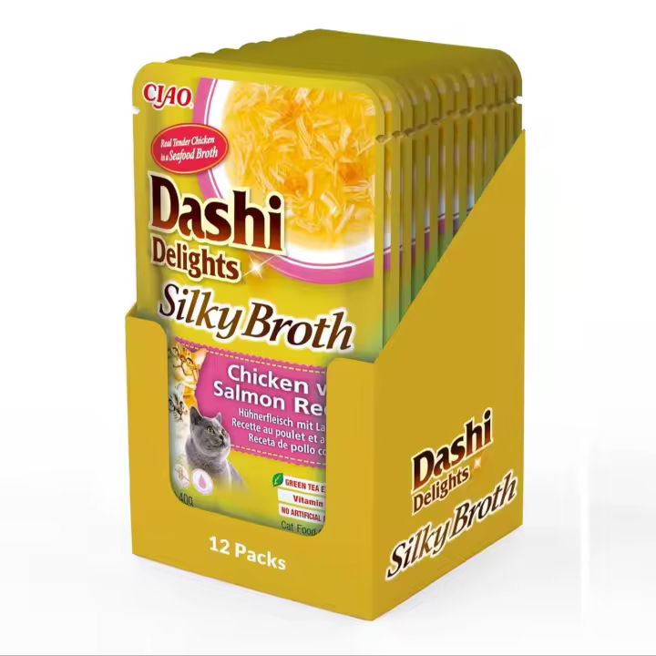 Inaba Churu Dashi Delights Silky Broth con Pollo y Salmón (12 unidades x 40 gr) - 1