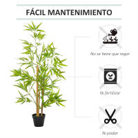 Outsunny Árbol de Bambú Artificial en Maceta 120 cm Planta Artificial Decorativa para Interior y Exterior Hogar Salón Oficina Verde - details 5