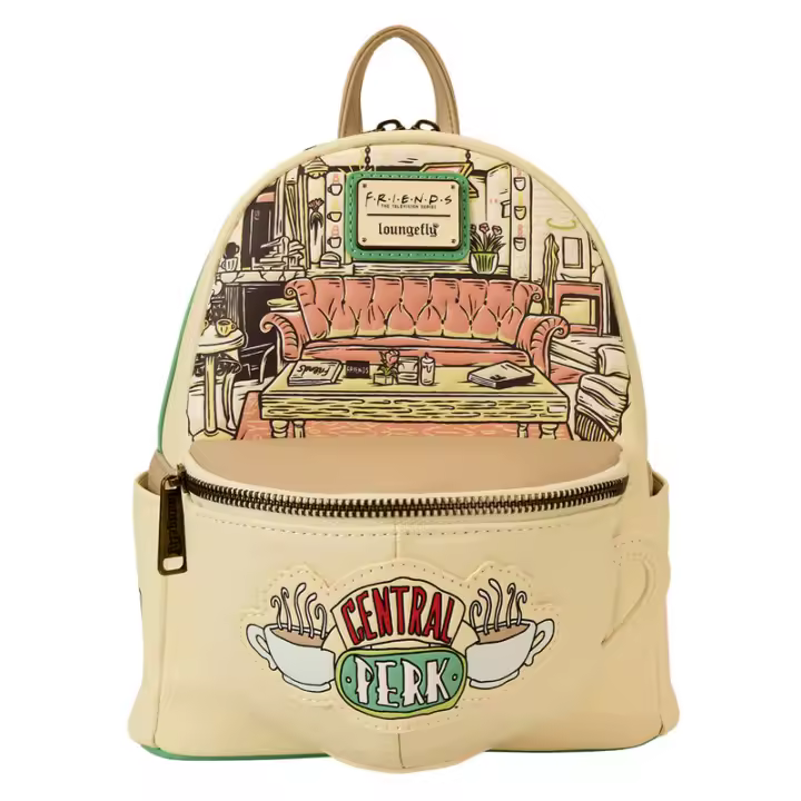 Mochila Central Perk Friends Loungefly 26cm. Mochila ergonómica con amplio espacio. Diseño resistente y versátil para llevar tus pertenencias con estilo. - 1