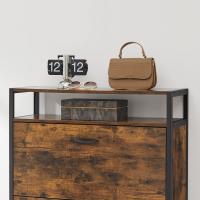 Zapatero con 3 Compartimentos y Estante Abierto - Mueble Ahorra Espacio para 15-24 Pares de Zapatos, 80x30x130 cm, Marrón Rústico y Negro - details 5