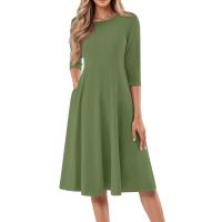 Vestido Largo De Manga Larga Para Mujer Casual Suéter Con Bolsillos Estilo Swing Suelto Cuello Redondo Color Sólido Vestido Robe - details 11