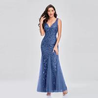 Vestido De Noche Para Mujer Sin Mangas Bordado Con Perlas Silueta De Sirena Escote En V Elegante Vestido De Fiesta Formal Para Palco Escenario - details 1