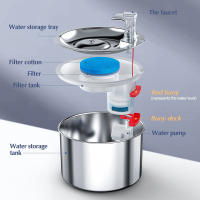 Dispensador de agua automático para gatos y perros, fuente de agua corriente con Sensor de filtro de 4 capas, bebedero de acero inoxidable para mascotas - details 4
