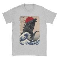 Camiseta De Manga Corta Con Diseño Único De Godzillade La Gran Onda Japonesa Para Hombres Cuello Redondo Algodón Puro Ropa Gráfica Verano Tallas S-5XL - details 3