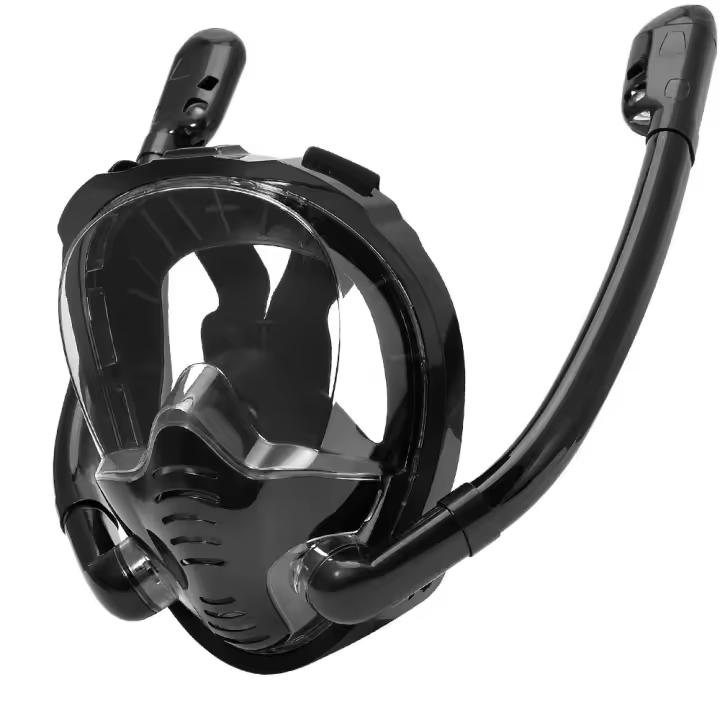 Máscara De Snorkel Total Facial Visión Panorámica De 180° Silicona Top Seco Gafas De Natación Y Nado Con 2 Snorkels Antiniebla Anti-Rociador - 1