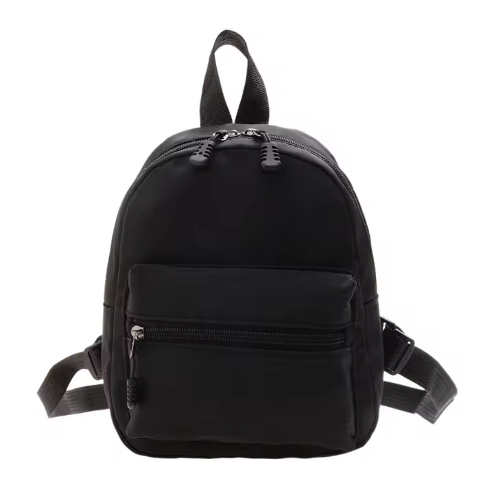 Mochila Preppy De Color Sólido Para Mujer Capacidad Alta De Nylon Estilo Escolar Y De Viaje Mochila De Mano Suave Con Cierre De Cremallera - 1