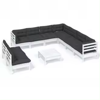 VIDAXL 3096834 kit de muebles de jardín de madera maciza de pino color antracita 10 piezas - 1