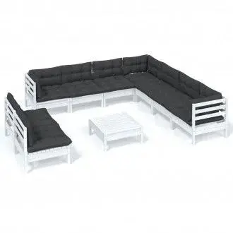 VIDAXL 3096834 kit de muebles de jardín de madera maciza de pino color antracita 10 piezas - 1