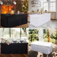Mantel Rectangular De 6ft Con Falda De Poliéster Ajustable Negro Cubierta De Mesa De Spandex Para Mesa De 6 Pies - details 4