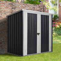 Outsunny Cobertizo de Jardín 1,26 m² 147x86x134 cm Caseta de Exterior de Acero Galvanizado con 2 Puertas para Almacenamiento de Herramientas Negro - details 1